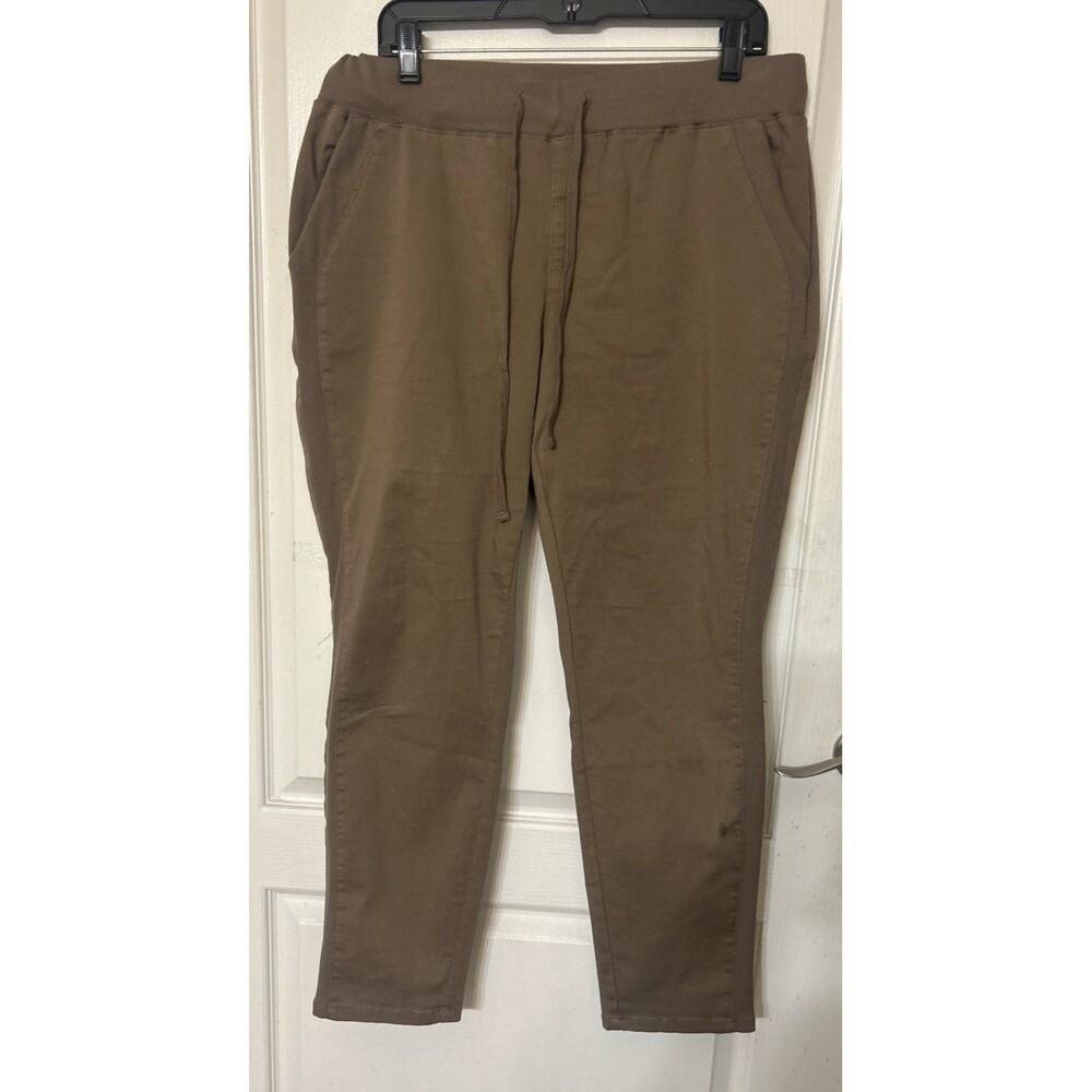 Natural Reflections Womens L Brown Jogger Pants Elastic Waist Cotton Blend